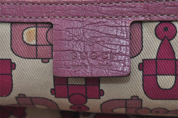 Authentic GUCCI Sherry Line Tote Bag GG Canvas Leather 139260 Beige Pink 2257I