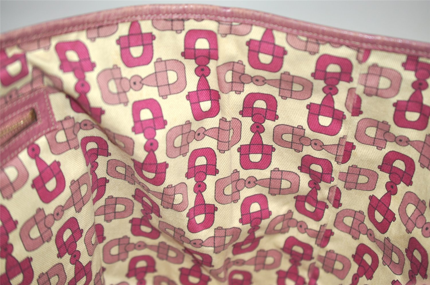 Authentic GUCCI Sherry Line Tote Bag GG Canvas Leather 139260 Beige Pink 2257I