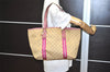 Authentic GUCCI Sherry Line Tote Bag GG Canvas Leather 139260 Beige Pink 2257I