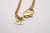 Authentic Christian Dior Gold Tone Rhinestone Chain Pendant Necklace CD 2258I