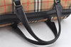 Authentic Burberrys Nova Check Canvas Leather Hand Boston Bag Beige 2259K