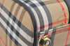 Authentic Burberrys Nova Check Canvas Leather Hand Boston Bag Beige 2259K