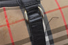 Authentic Burberrys Nova Check Canvas Leather Hand Boston Bag Beige 2259K