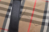 Authentic Burberrys Nova Check Canvas Leather Hand Boston Bag Beige 2259K