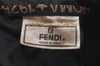 Authentic FENDI Vintage Zucca Travel Boston Bag Nylon Leather Brown Black 2264I