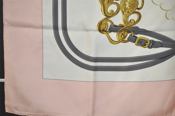 Authentic HERMES Carre 90 Scarf "BRIDES de GALA par" Silk Pink 2264J