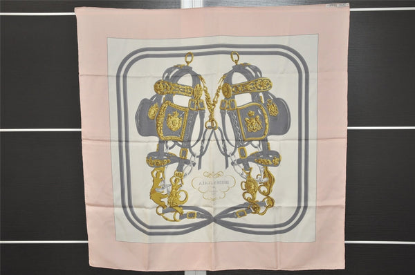 Authentic HERMES Carre 90 Scarf "BRIDES de GALA par" Silk Pink 2264J