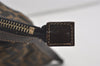 Authentic FENDI Zucca Clutch Hand Bag Purse Nylon Leather Brown Black 2265I