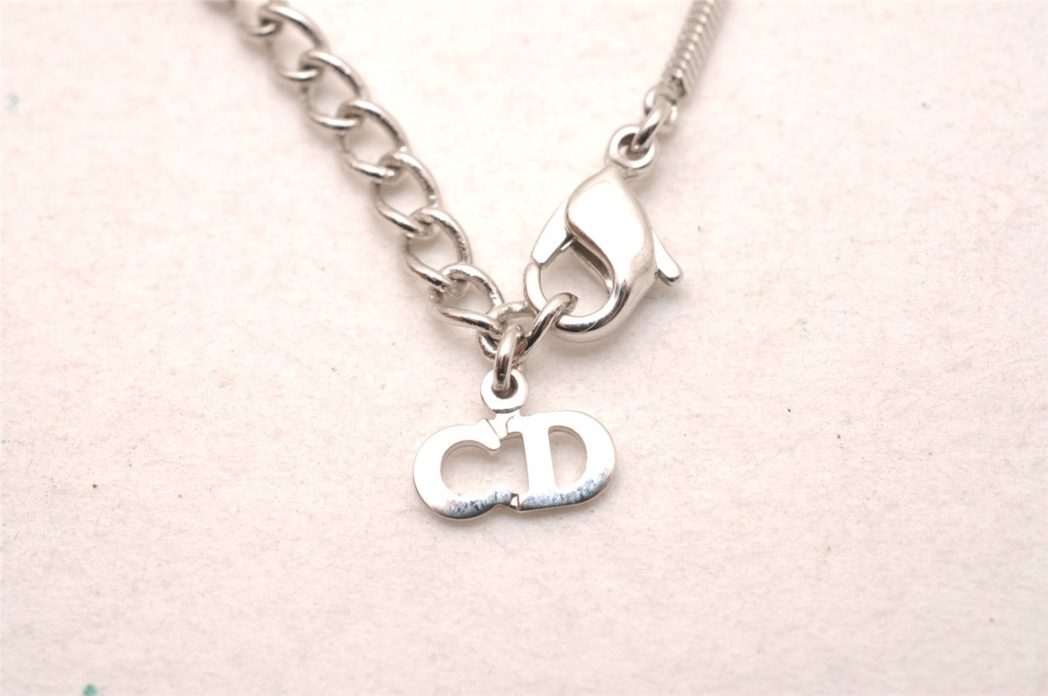 Authentic Christian Dior Trotter No.2 Silver Tone Pendant Necklace CD Box 2265J