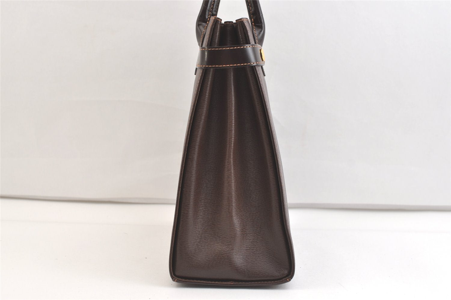 Authentic Burberrys Vintage Leather Hand Bag Purse Brown 2265K