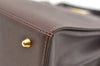 Authentic Burberrys Vintage Leather Hand Bag Purse Brown 2265K
