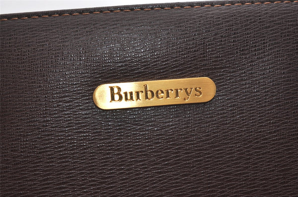 Authentic Burberrys Vintage Leather Hand Bag Purse Brown 2265K