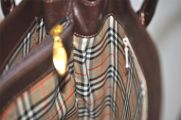 Authentic Burberrys Vintage Leather Hand Bag Purse Brown 2265K