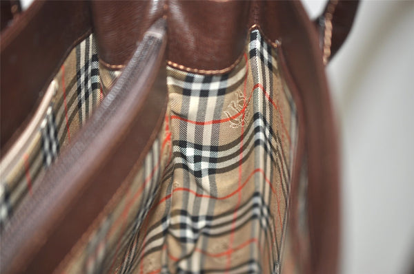 Authentic Burberrys Vintage Leather Hand Bag Purse Brown 2265K