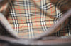 Authentic Burberrys Vintage Leather Hand Bag Purse Brown 2265K