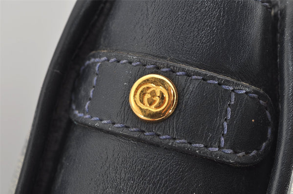 Authentic GUCCI Vintage Micro GG PVC Leather Shoulder Tote Bag Navy Blue 2267I