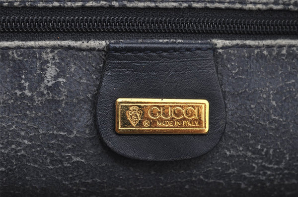 Authentic GUCCI Vintage Micro GG PVC Leather Shoulder Tote Bag Navy Blue 2267I