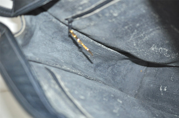 Authentic GUCCI Vintage Micro GG PVC Leather Shoulder Tote Bag Navy Blue 2267I