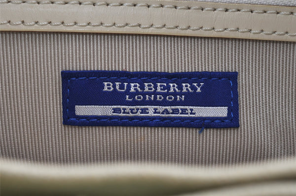 Authentic BURBERRY BLUE LABEL Shoulder Tote Bag Canvas Leather Light Green 2268K