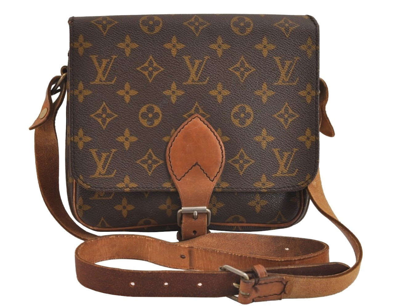 Authentic Louis Vuitton Monogram Cartouchiere MM Shoulder Bag Old Model 2270J