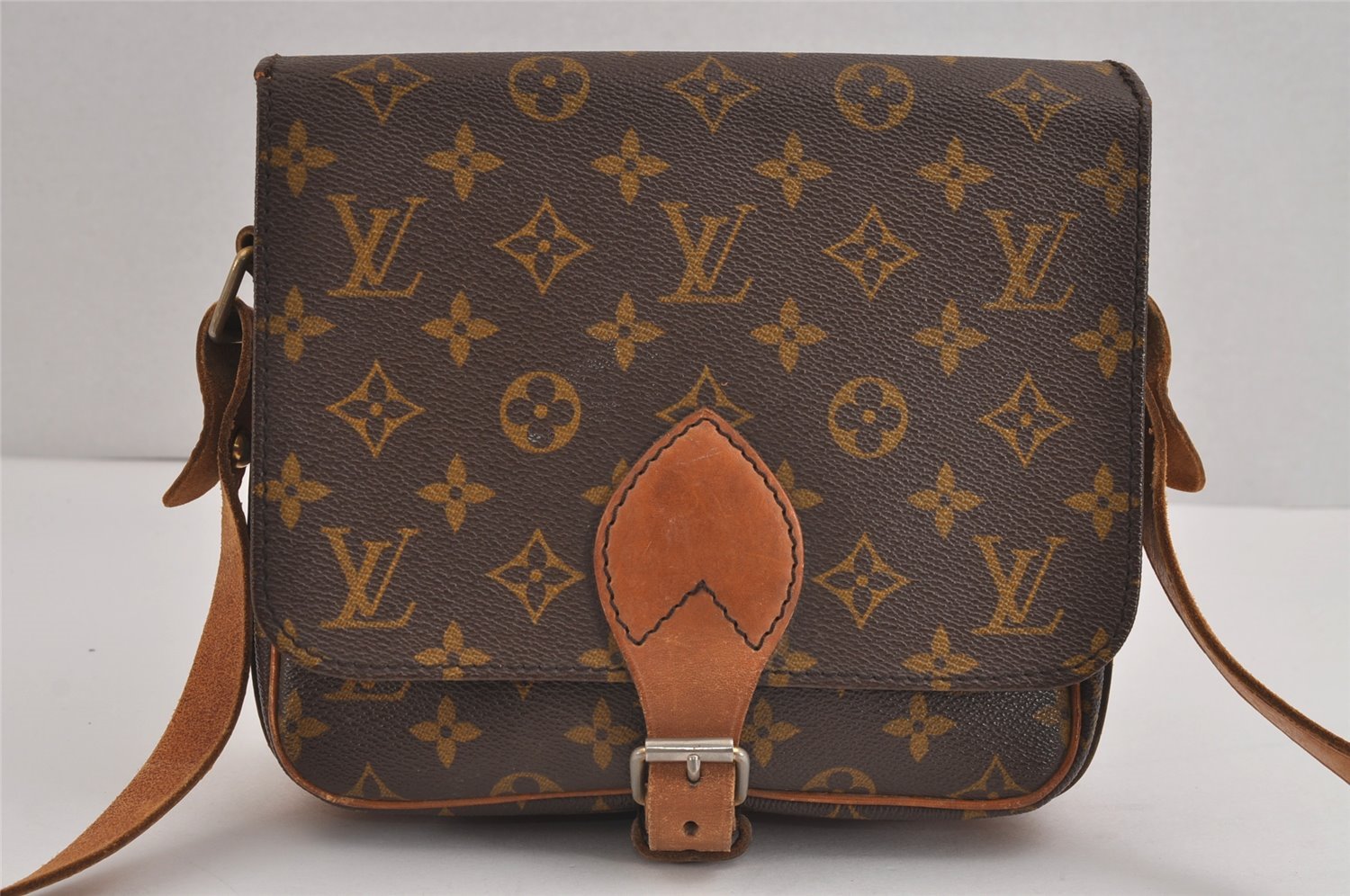 Authentic Louis Vuitton Monogram Cartouchiere MM Shoulder Bag Old Model 2270J