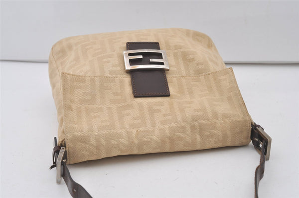 Authentic FENDI Zucca Mamma Baguette Shoulder Bag Canvas Leather Beige 2271J