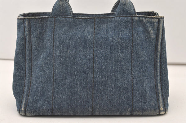 Authentic PRADA DENIM Canapa SS 2Way Shoulder Hand Bag Purse 1BG439 Blue 2272J