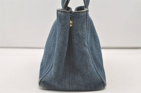Authentic PRADA DENIM Canapa SS 2Way Shoulder Hand Bag Purse 1BG439 Blue 2272J