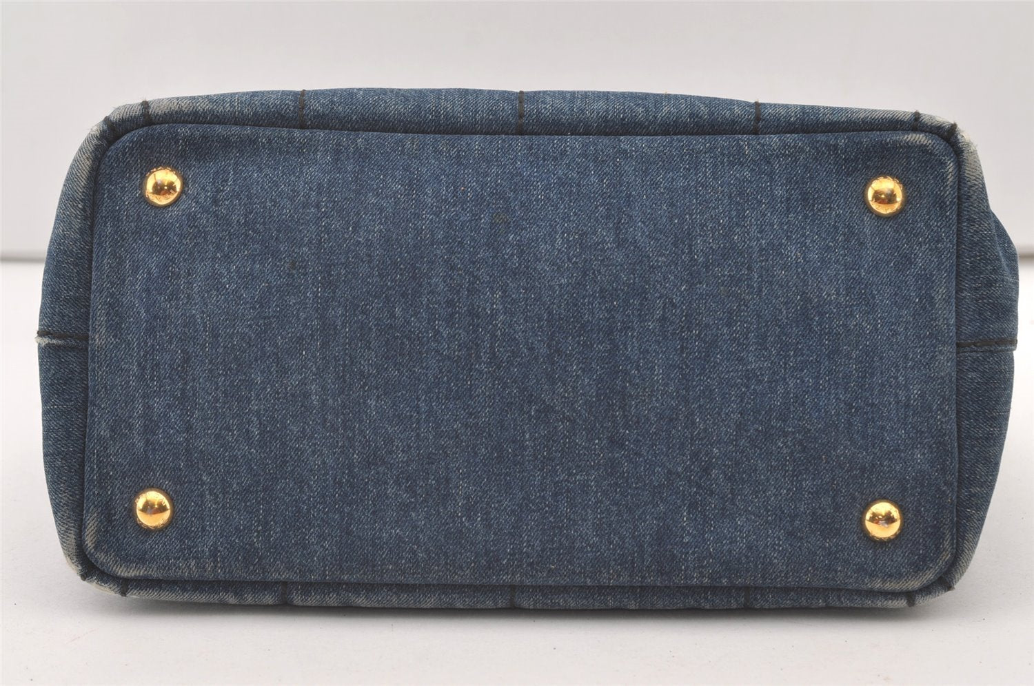 Authentic PRADA DENIM Canapa SS 2Way Shoulder Hand Bag Purse 1BG439 Blue 2272J