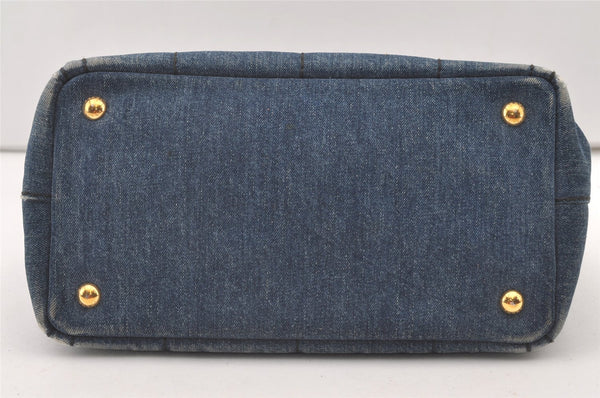 Authentic PRADA DENIM Canapa SS 2Way Shoulder Hand Bag Purse 1BG439 Blue 2272J