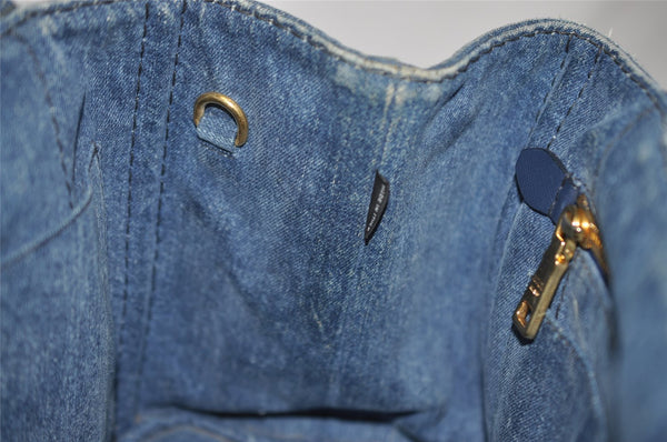 Authentic PRADA DENIM Canapa SS 2Way Shoulder Hand Bag Purse 1BG439 Blue 2272J