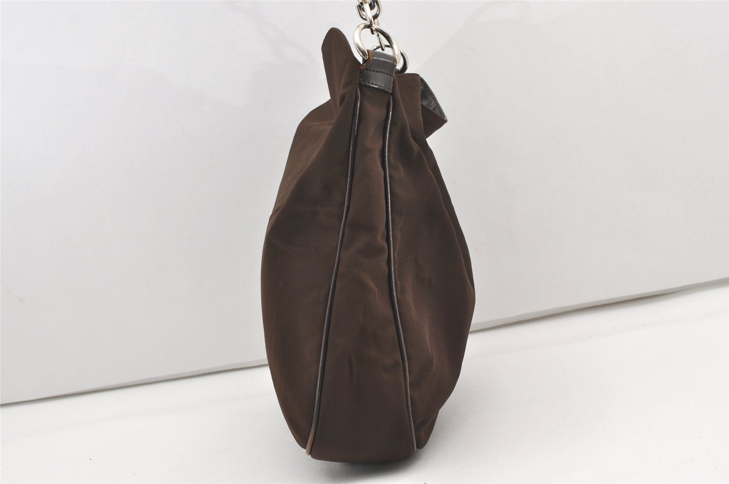 Authentic GUCCI Bamboo 2Way Shoulder Hand Bag Nylon Leather 0011577 Brown 2274J