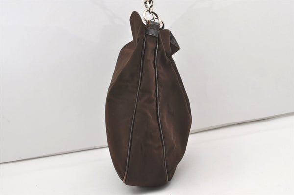 Authentic GUCCI Bamboo 2Way Shoulder Hand Bag Nylon Leather 0011577 Brown 2274J