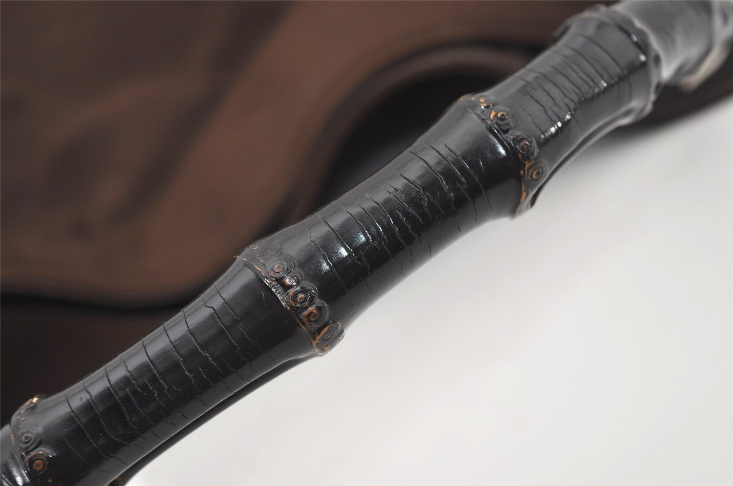 Authentic GUCCI Bamboo 2Way Shoulder Hand Bag Nylon Leather 0011577 Brown 2274J