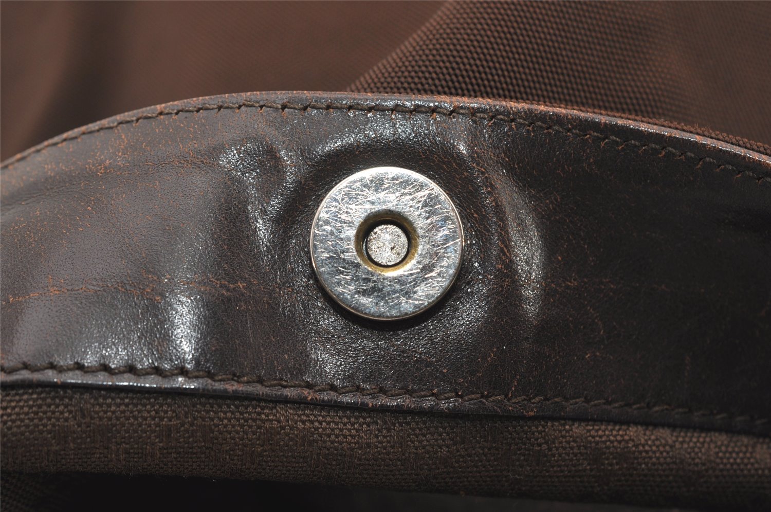 Authentic GUCCI Bamboo 2Way Shoulder Hand Bag Nylon Leather 0011577 Brown 2274J