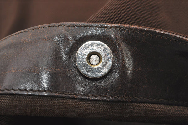 Authentic GUCCI Bamboo 2Way Shoulder Hand Bag Nylon Leather 0011577 Brown 2274J