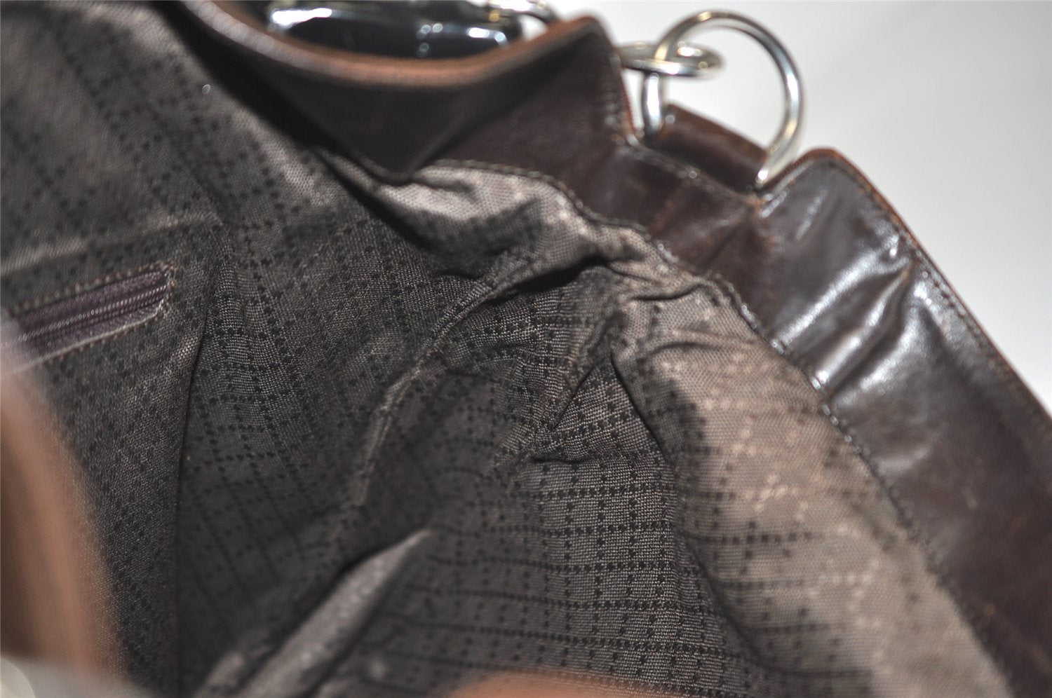 Authentic GUCCI Bamboo 2Way Shoulder Hand Bag Nylon Leather 0011577 Brown 2274J