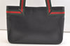 Authentic GUCCI Web Sherry Line Shoulder Tote Bag Leather Black 2275K