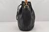 Authentic GUCCI Bamboo 2Way Shoulder Drawstring Bag Purse Leather Black 2276K