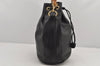 Authentic GUCCI Bamboo 2Way Shoulder Drawstring Bag Purse Leather Black 2276K