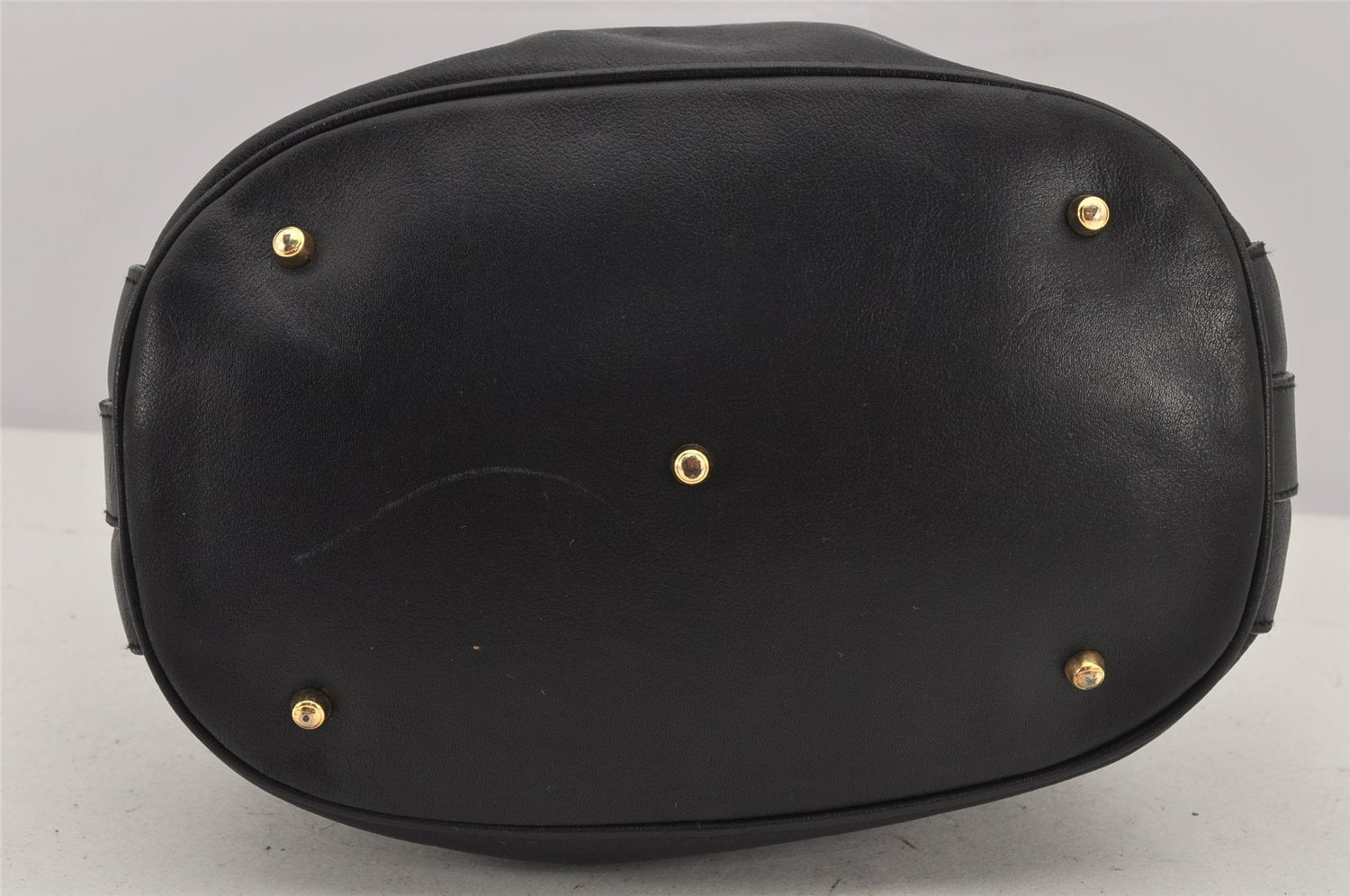 Authentic GUCCI Bamboo 2Way Shoulder Drawstring Bag Purse Leather Black 2276K