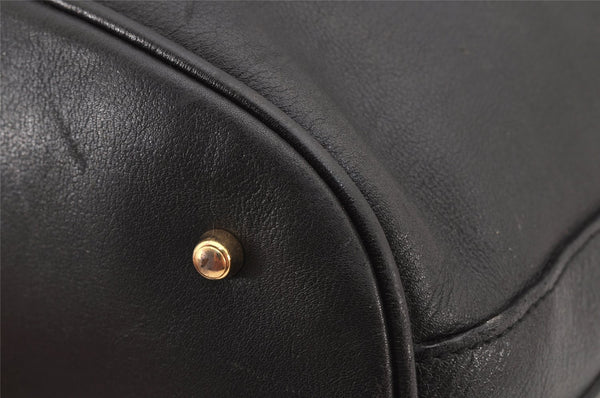 Authentic GUCCI Bamboo 2Way Shoulder Drawstring Bag Purse Leather Black 2276K