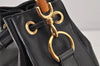 Authentic GUCCI Bamboo 2Way Shoulder Drawstring Bag Purse Leather Black 2276K