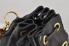 Authentic GUCCI Bamboo 2Way Shoulder Drawstring Bag Purse Leather Black 2276K