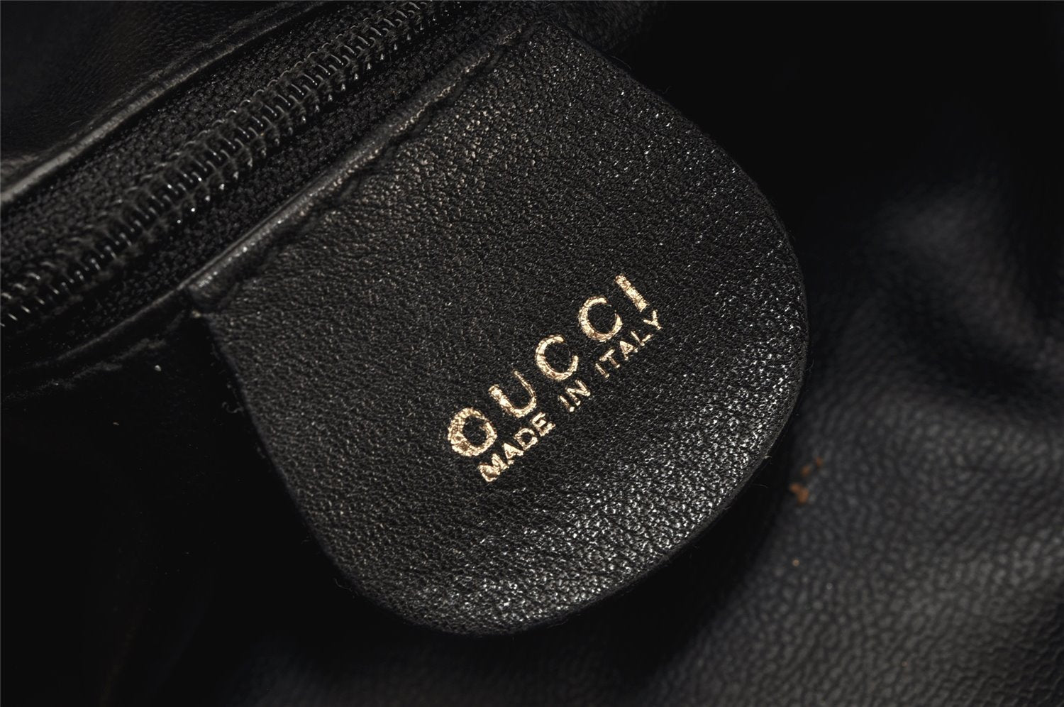 Authentic GUCCI Bamboo 2Way Shoulder Drawstring Bag Purse Leather Black 2276K