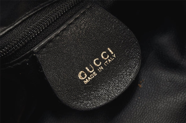 Authentic GUCCI Bamboo 2Way Shoulder Drawstring Bag Purse Leather Black 2276K