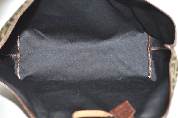 Authentic FENDI Zucca Shoulder Hand Tote Bag Nylon Leather Brown Black 2278I