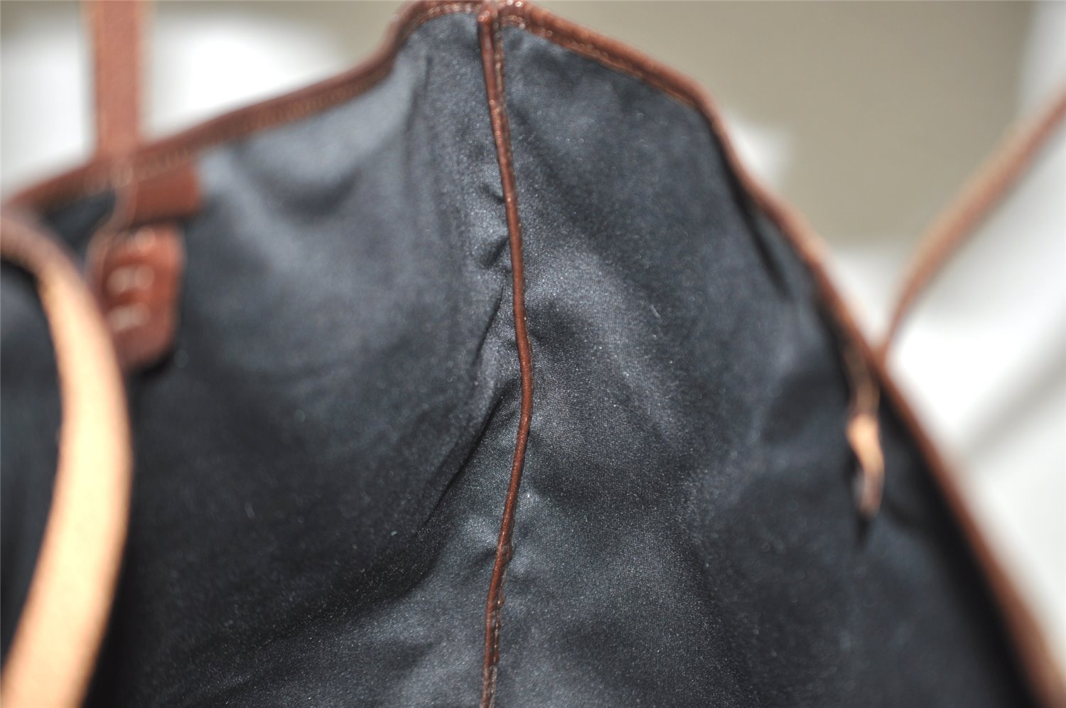 Authentic FENDI Zucca Shoulder Hand Tote Bag Nylon Leather Brown Black 2278I