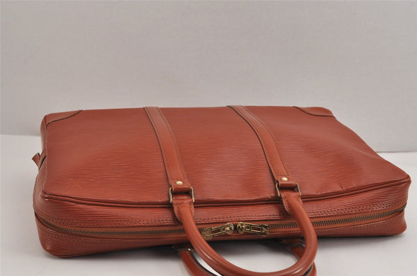 Authentic Louis Vuitton Epi Porte Documents Voyage Briefcase M54473 Brown 2280J