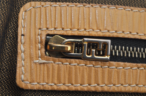 Authentic FENDI Zucca 2Way Shoulder Hand Bag Canvas Leather Brown Junk 2282I
